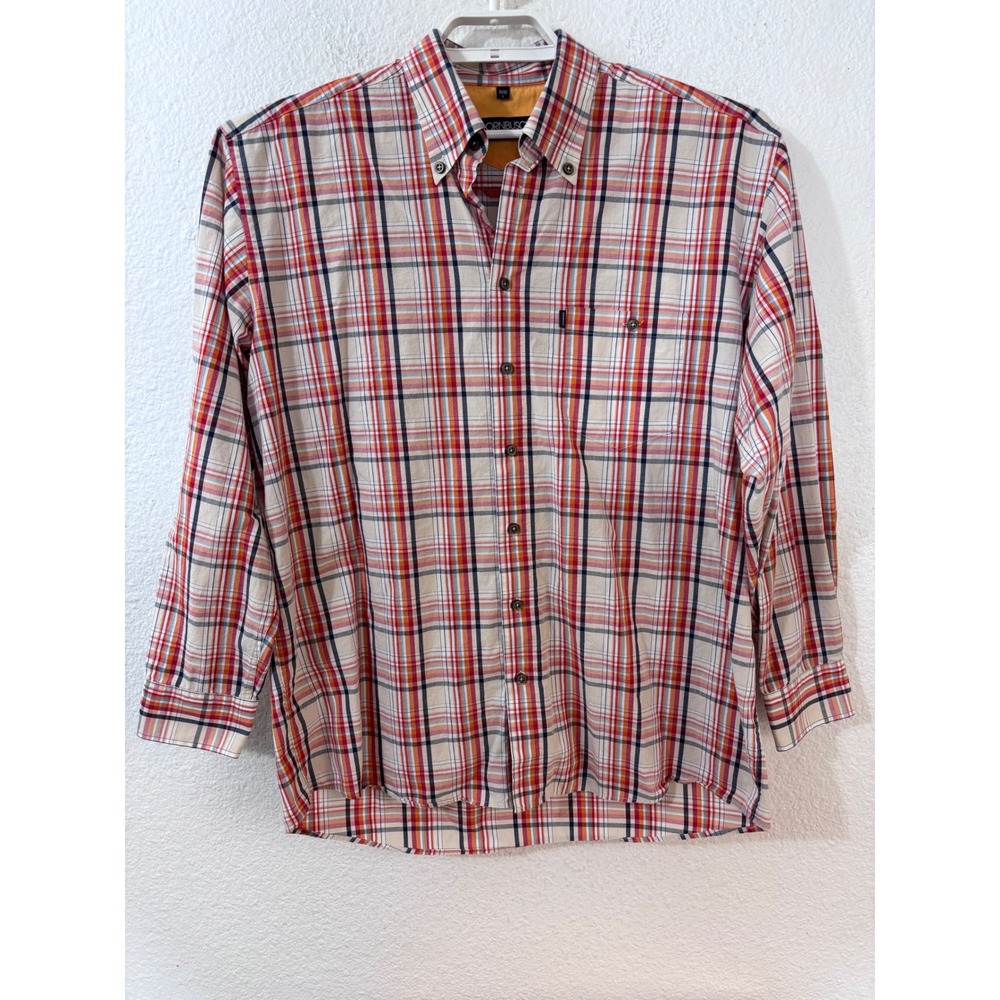 Dornbusch Casual Shirt Mens L Multi Plaid Button Down Long Sleeve Cotton